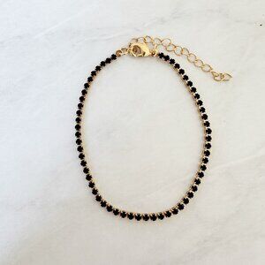 18k Gold Black CZ Tennis Bracelet